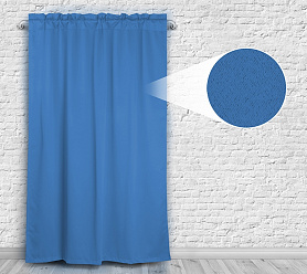 Шторы Премиум синие на кулиске с гребешком блэкаут