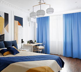 Шторы Эконом голубые на кулиске с гребешком недорогие