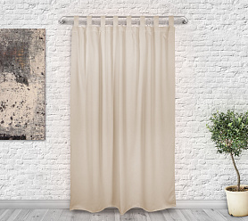 Шторы Премиум кремовые на петлях на липучках блэкаут