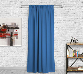 Шторы Премиум синие на тесьме блэкаут