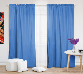 Шторы Эконом голубые на кулиске с гребешком недорогие