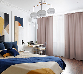 Шторы Премиум персиковые на кулиске с гребешком блэкаут