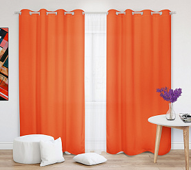 Шторы Стандарт оранжевые на люверсах в спальню и гостиную