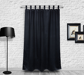 Шторы Премиум черные на петлях на липучках блэкаут