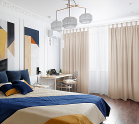 Шторы Премиум кремовые на петлях на липучках блэкаут