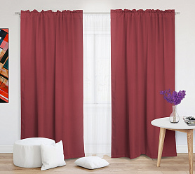 Шторы Премиум терракотовые на кулиске с гребешком блэкаут