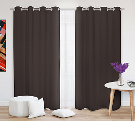 Шторы Премиум коричневые на люверсах блэкаут