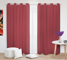 Шторы Премиум терракотовые на люверсах блэкаут