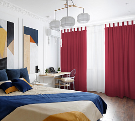 Шторы Премиум красные на петлях без липучек блэкаут