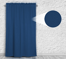 Шторы Премиум темно-синие на кулиске с гребешком блэкаут