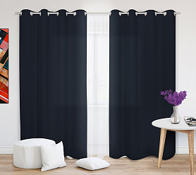 Шторы Стандарт темно-синие на люверсах в спальню и гостиную