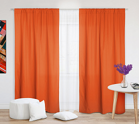 Шторы Эконом оранжевые на кулиске недорогие