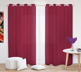 Шторы Стандарт бордовые на люверсах в спальню и гостиную