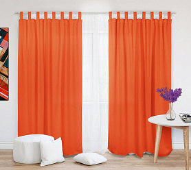 Шторы Стандарт оранжевые на петлях без липучек в спальню и гостиную