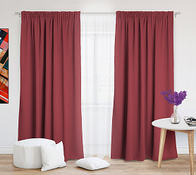 Шторы Премиум терракотовые на тесьме блэкаут