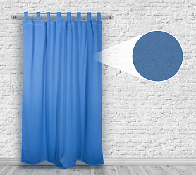 Шторы Премиум синие на петлях на липучках блэкаут