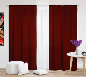 Шторы Эконом бордовые на кулиске недорогие
