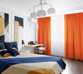 Шторы Эконом оранжевые на кулиске с гребешком недорогие