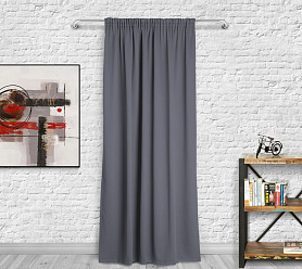 Шторы Премиум серые на тесьме блэкаут