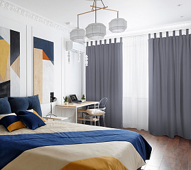 Шторы Премиум серые на петлях без липучек блэкаут