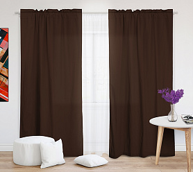 Шторы Эконом шоколад на кулиске с гребешком недорогие
