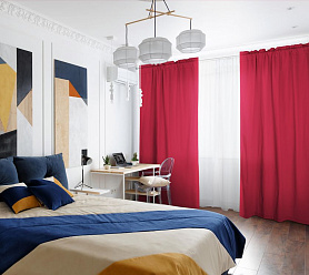 Шторы Стандарт красные на кулиске с гребешком в спальню и гостиную