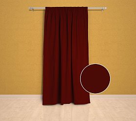 Шторы Эконом бордовые на тесьме недорогие