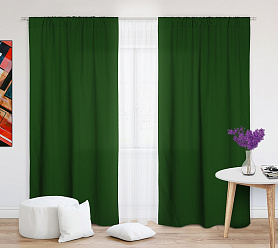 Шторы Эконом зеленые на кулиске недорогие