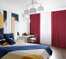 Шторы Премиум красные на кулиске блэкаут