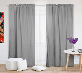 Шторы Эконом светло-серые на кулиске с гребешком недорогие