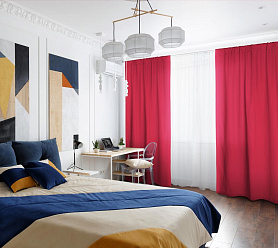 Шторы Стандарт красные на кулиске в спальню и гостиную