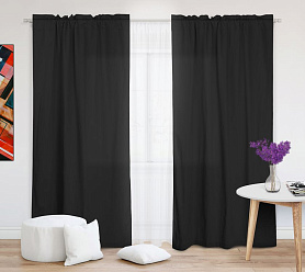 Шторы Эконом черные на кулиске с гребешком недорогие