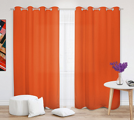 Шторы Эконом оранжевые на люверсах недорогие