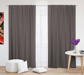 Шторы Премиум светло-коричневые на кулиске блэкаут