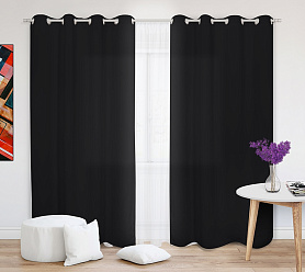 Шторы Стандарт черные на люверсах в спальню и гостиную