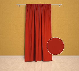 Шторы Эконом красные на тесьме недорогие