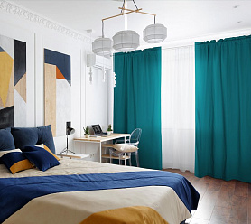 Шторы Стандарт изумрудные на кулиске с гребешком в спальню и гостиную