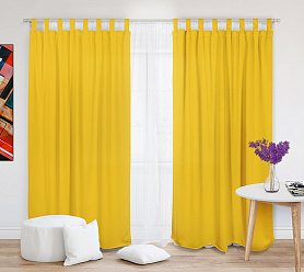 Шторы Стандарт желтые на петлях без липучек в спальню и гостиную