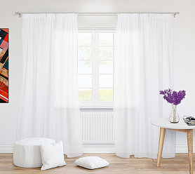 Вуаль однотонная белая на тесьме