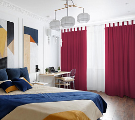 Шторы Стандарт бордовые на петлях без липучек в спальню и гостиную