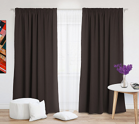 Шторы Премиум коричневые на тесьме блэкаут