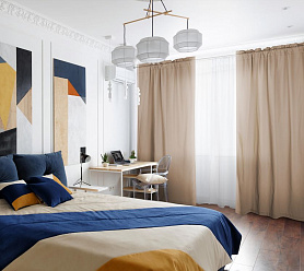 Шторы Стандарт бежевые на кулиске с гребешком в спальню и гостиную