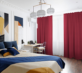 Шторы Премиум красные на кулиске с гребешком блэкаут