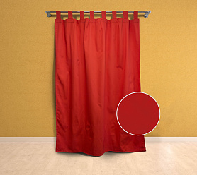 Шторы Эконом красные на петлях на липучках недорогие