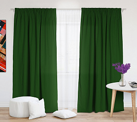 Шторы Эконом зеленые на тесьме недорогие