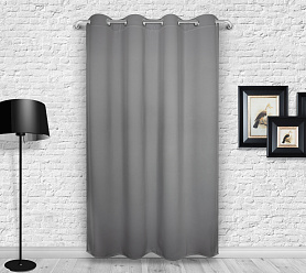 Шторы Премиум серые на люверсах блэкаут