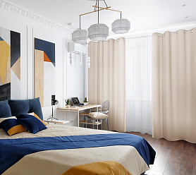 Шторы Премиум кремовые на люверсах блэкаут