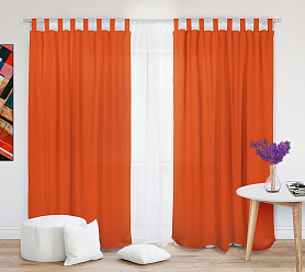 Шторы Эконом оранжевые на петлях на липучках недорогие