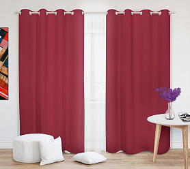 Шторы Премиум красные на люверсах блэкаут