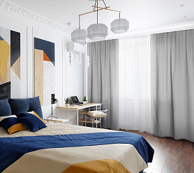 Шторы Эконом светло-серые на кулиске недорогие